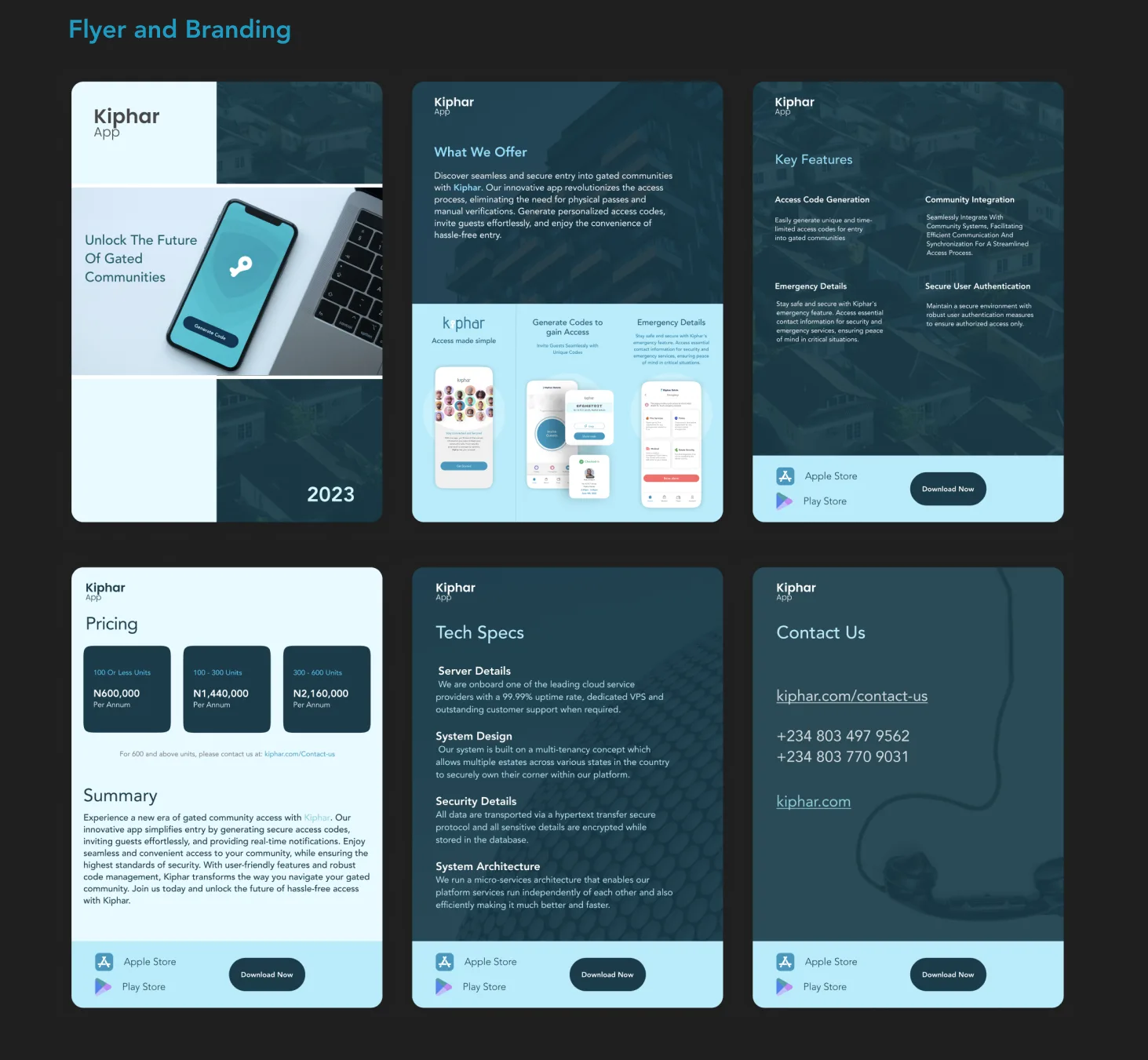 Kiphar flyers and brand collateral